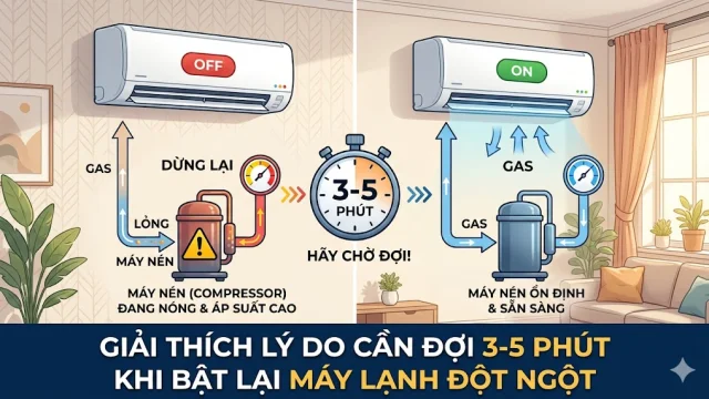 Tại Sao Cần Đợi 3-5 Phút Khi Bật Lại Máy Lạnh Đột Ngột?