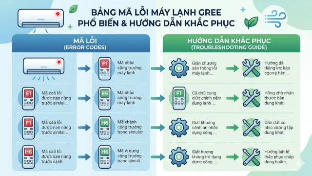Bảng Mã Lỗi Máy Lạnh Gree Phổ Biến và Hướng Dẫn Khắc Phục Chi Tiết