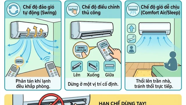 Hướng Dẫn Điều Chỉnh Hướng Gió Máy Lạnh (Cánh Quạt) Để Làm Mát Tối Ưu và Bảo Vệ Sức Khỏe
