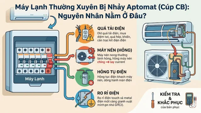 Máy Lạnh Thường Xuyên Bị Nhảy Aptomat (Cúp CB): Nguyên Nhân Nằm Ở Đâu?