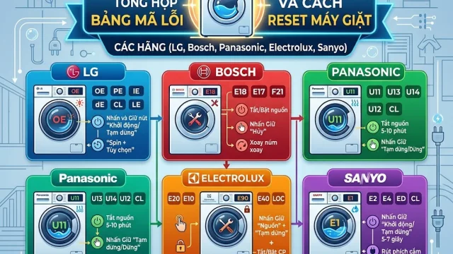 Tổng Hợp Mã Lỗi và Cách Reset Máy Giặt Các Hãng Phổ Biến Nhất