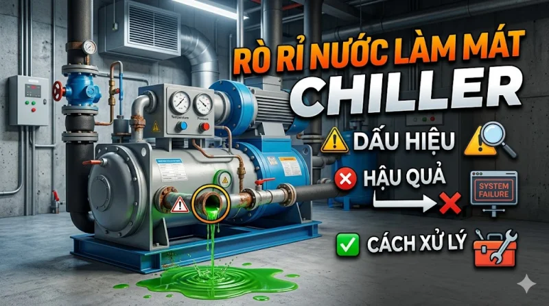Rò Rỉ Nước Làm Mát Trong Máy Nén Chiller: Dấu Hiệu, Hậu Quả Và Cách Xử Lý Từ Kỹ Sư Điện Lạnh