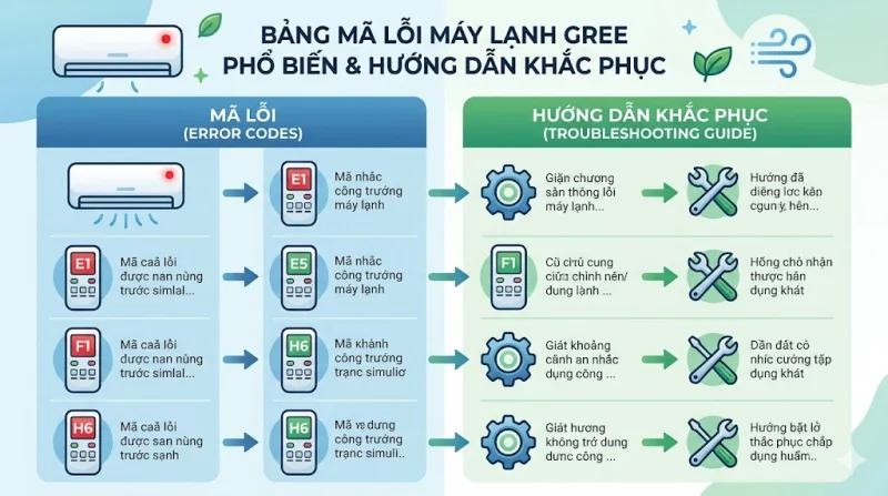 Bảng Mã Lỗi Máy Lạnh Gree Phổ Biến và Hướng Dẫn Khắc Phục Chi Tiết
