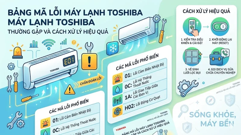 Bảng Mã Lỗi Máy Lạnh Toshiba Thường Gặp Và Cách Xử Lý Hiệu Quả