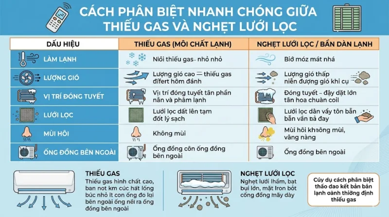 Dàn Lạnh Đóng Tuyết: Thiếu Gas Hay Nghẹt Lưới Lọc? Cách Phân Biệt Nhanh Chóng