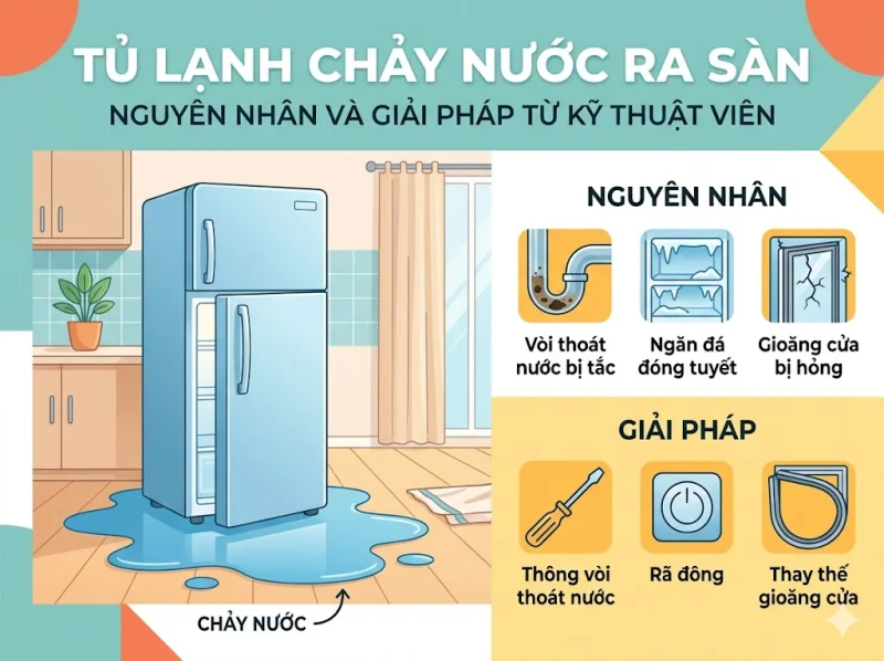 Tủ Lạnh Chảy Nước Ra Sàn: Nguyên Nhân Và Giải Pháp Từ Kỹ Thuật Viên