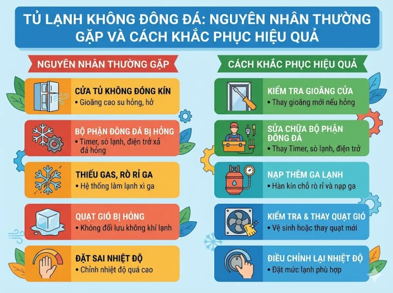 Tủ Lạnh Không Đông Đá: Nguyên Nhân Thường Gặp Và Cách Khắc Phục Hiệu Quả